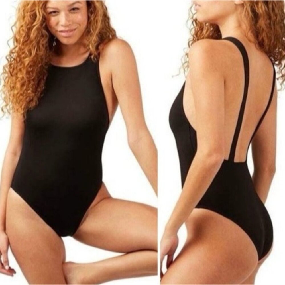 Andie Montauk Ribbed One Piece Swimsuit XXXL New Black Women's Beach Resort